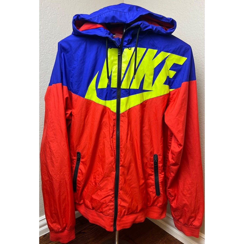 Nike Windrunner GX1 Windbreaker Jacket Red Blue Neon Nylon Soft Glanz Mens M